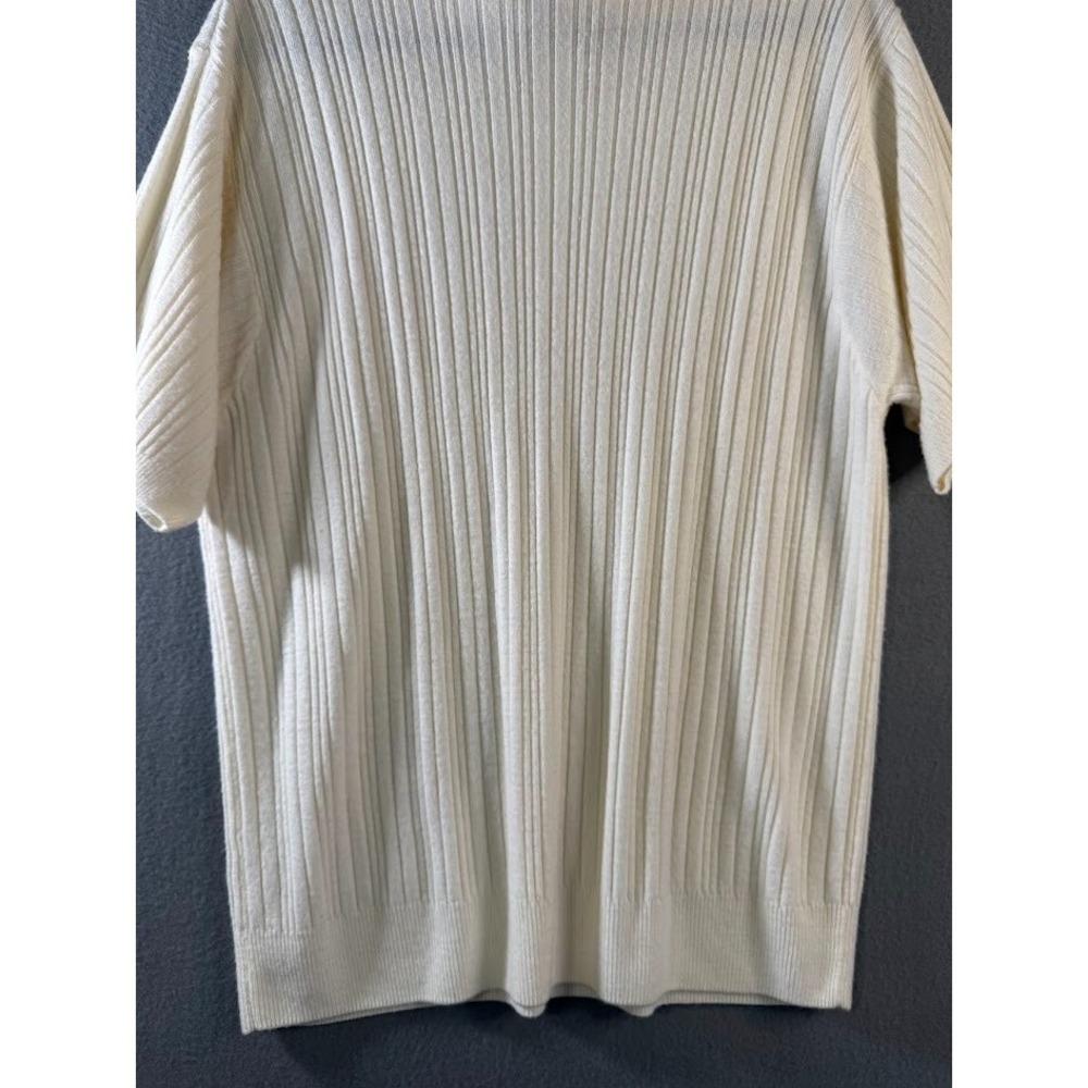 Crystal Kobe Sweater Women Size 2X White Short Sleeve High Neck Knit Casual - Picture 7 of 16
